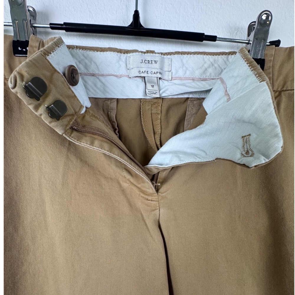 J.Crew Cafe Capri Pants Women's 12 Tan Excellent Business Casual Cotton Stretch - Picture 2 of 7